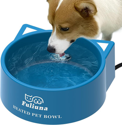 Heated Water Bowl for Outdoor Dog & Cat, Large Heated Dog Bowl Provides Drinkable Water in Winter, outside Heated Pet Bowl with 78.7In anti Chew Cord for Dogs Cat Bird Chicken Duck,108 OZ/30W1