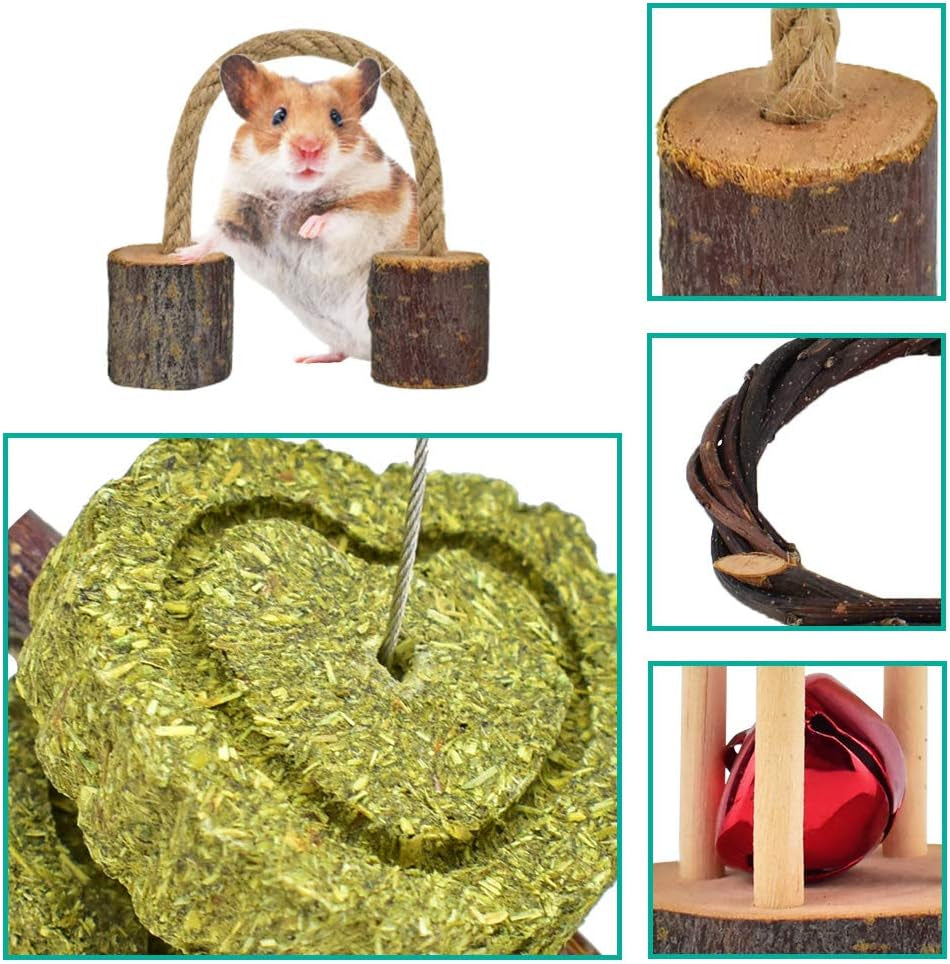 erkoon-new-12-pack-hamster-chew-toys-gerbil-rat-guinea-pig-chinchilla-chew-toys-accessories-natural-wooden-dumbbells-exercise-bell-roller-teeth-care-molar-toy-for-rabbits-bird-rabbits-hamster-gerbil