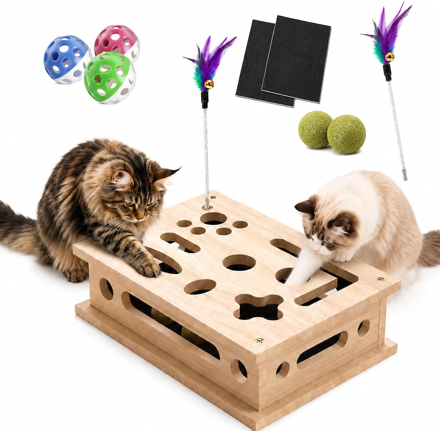 2026-new-cat-scratch-puzzle-enrichment-box-interactive-cat-nail-file-box-with-catnip-bell-ball-cat-scratcher-toy-with-teaser-wand-stress-free-alternative-to-clippers-grinders