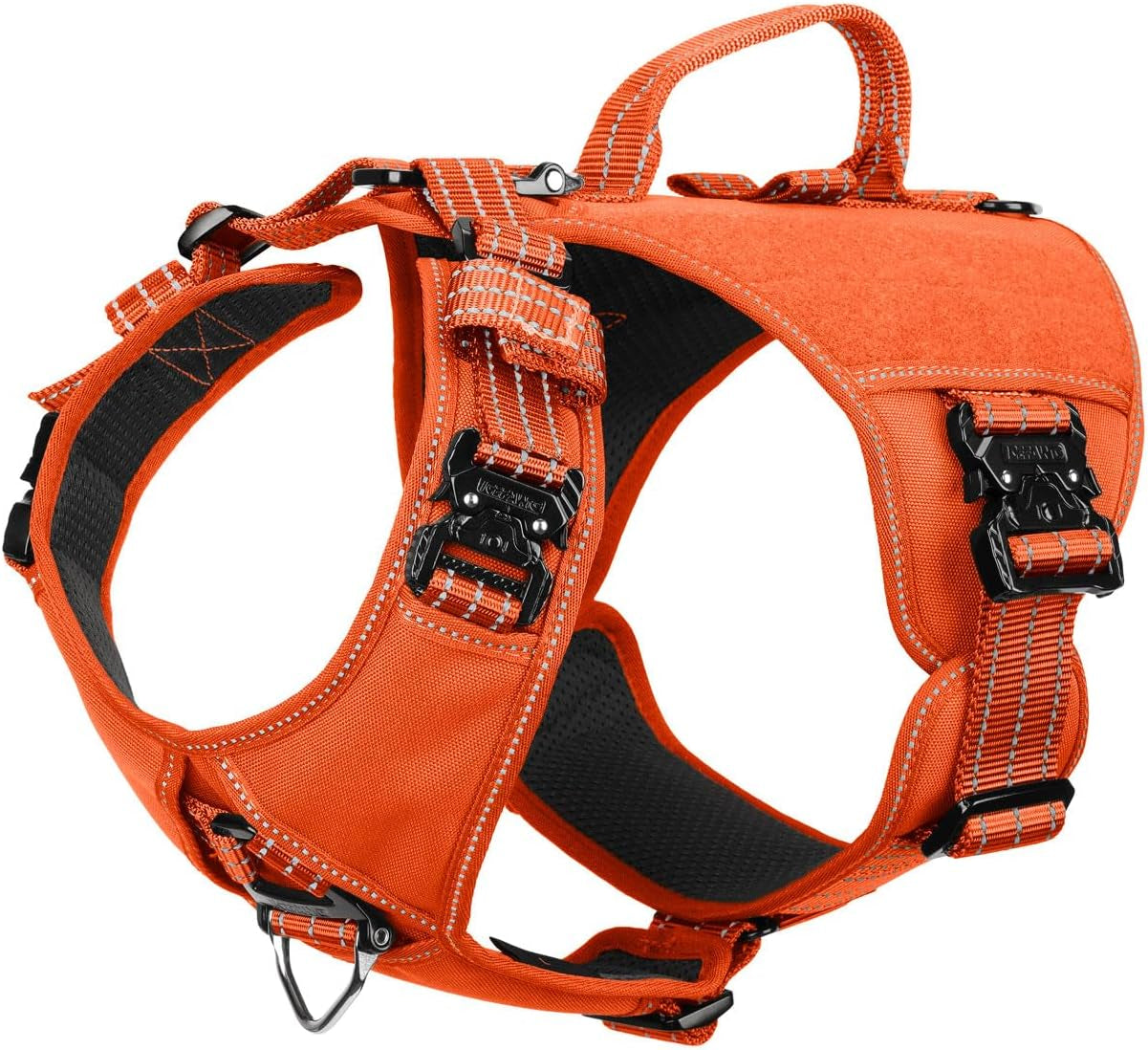 icefang-quick-moving-tactical-dog-harness-for-large-dogs-no-pull-dog-vest-control-handle-reflective-full-metal-buckles-adjustable-hook-and-loop-panel-soft-padded-pink-large