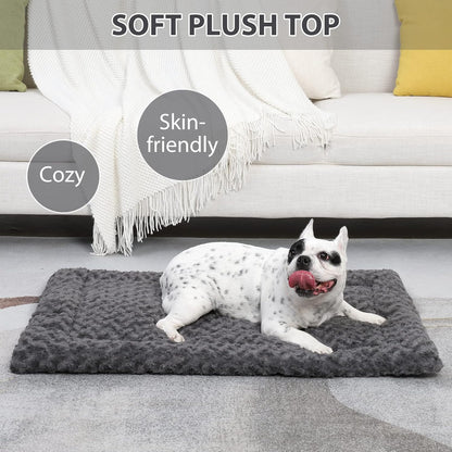 Washable Dog Bed Mat Ultra Soft Dog Crate Pad Comfy Fluffy Pet Kennel Beds Sleeping Mattress for Large Jumbo Medium Small Dogs, 36 X 23 Inch, Gray2