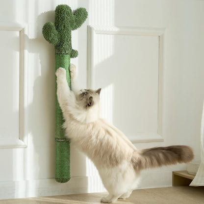 Wall Mounted Cat Scratcher, 34” Extra-Tall Vertical Sisal Scratching Post for Large Cats, Space-Saving Wall Cat Scratcher with Self Grooming Brush & Hanging Ball, Beige7