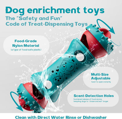 Interactive Dog Toys,Adjustable Treat Dispensing Toy to Keep Them Busy | Dog Enrichment for Brain Stimulation & Cognitive for Puppy Puzzle to Reduce Boredom-Ideal Gift for All Dogs(Rigid Nylon)6
