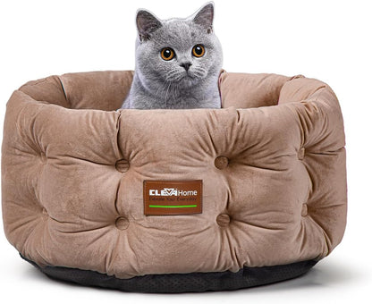 Clevahome Cat Dog Bed for Small Pets up to 15Lbs - round Cat Beds for Indoor Cats, Machine Washable Comfortable Pet Bed for Puppy and Kitten with Non-Slip Bottom (Plum Pink)12