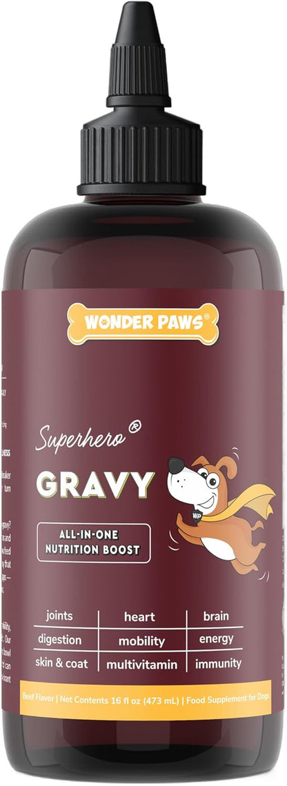 Premium Dog Gravy Food Topper – Dog Food Topper for Dry Food, Wet Food & Picky Eaters – Tasty All-In-One Multivitamin Bone Broth Dog Gravy with Vitamins, Minerals, Omegas, Collagen & Mushrooms – 16Oz1