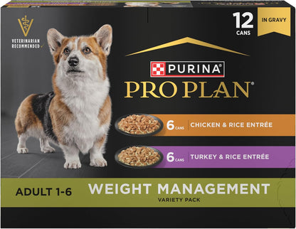 Purina Pro Plan Weight Management Wet Dog Food Turkey and Rice Entree in Gravy - (Pack of 12) 13 Oz. Cans13