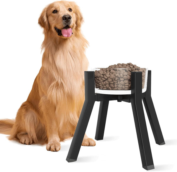 Dog Bowl Stand for Medium Large Dogs, Adjustable Width Elevated Dog Bowls 7-10.6", Raised Dog Food Water Bowls, 11 Inch Tall Single Holder, Black,Bowl Not Included13