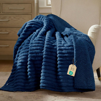 Bedsure Comfyfleece™ Waterproof Dog Blankets for Large Dogs,50X60 Cream | Soft Plush Couch Cover,Washable Corduroy Fleece for Furniture Protector,Cozy Calming Reversible Pet Blanket for Senior Dogs25