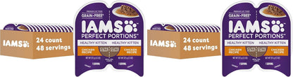 IAMS Perfect Portions Healthy Kitten Pate Wet Cat Food, Chicken, 24 Count | Grain-Free, Vitamin E Immune Support, No Fillers, Made in USA, Snap-Peel-Serve 2.6 Oz. Twin-Pack Trays, No Artificial Flavors11