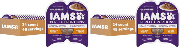 IAMS Perfect Portions Healthy Kitten Pate Wet Cat Food, Chicken, 24 Count | Grain-Free, Vitamin E Immune Support, No Fillers, Made in USA, Snap-Peel-Serve 2.6 Oz. Twin-Pack Trays, No Artificial Flavors11