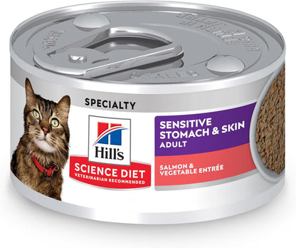 Hill'S Science Diet Sensitive Stomach & Skin Wet Cat Food Variety Pack | #1 Veterinarian Recommended, Adult Formula, Tuna & Vegetable, Chicken & Vegetable, 2.9 Oz. Cans, 12-Pack14
