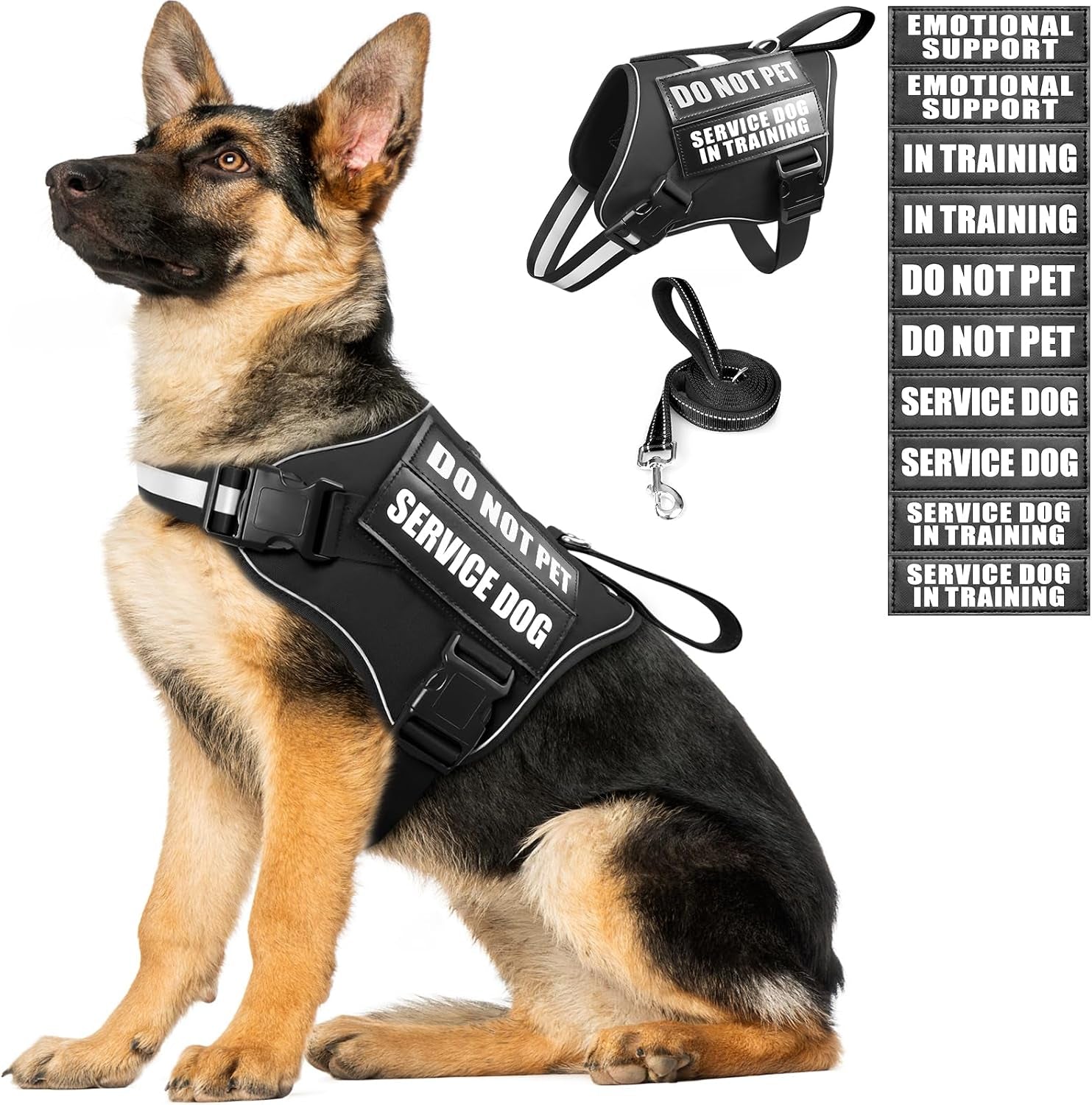 service-dog-vest-harness-and-leash-set-10-patches-no-pull-adjustable-reflective-dog-harness-with-soft-padded-handle-for-training-everyday-fit-small-medium-large-extra-large-dogsred-xl-no-pull-adjustable-reflective-service-dog-harness-large-sized-dog-leash-with-2-soft-padded-handles-for-training-working