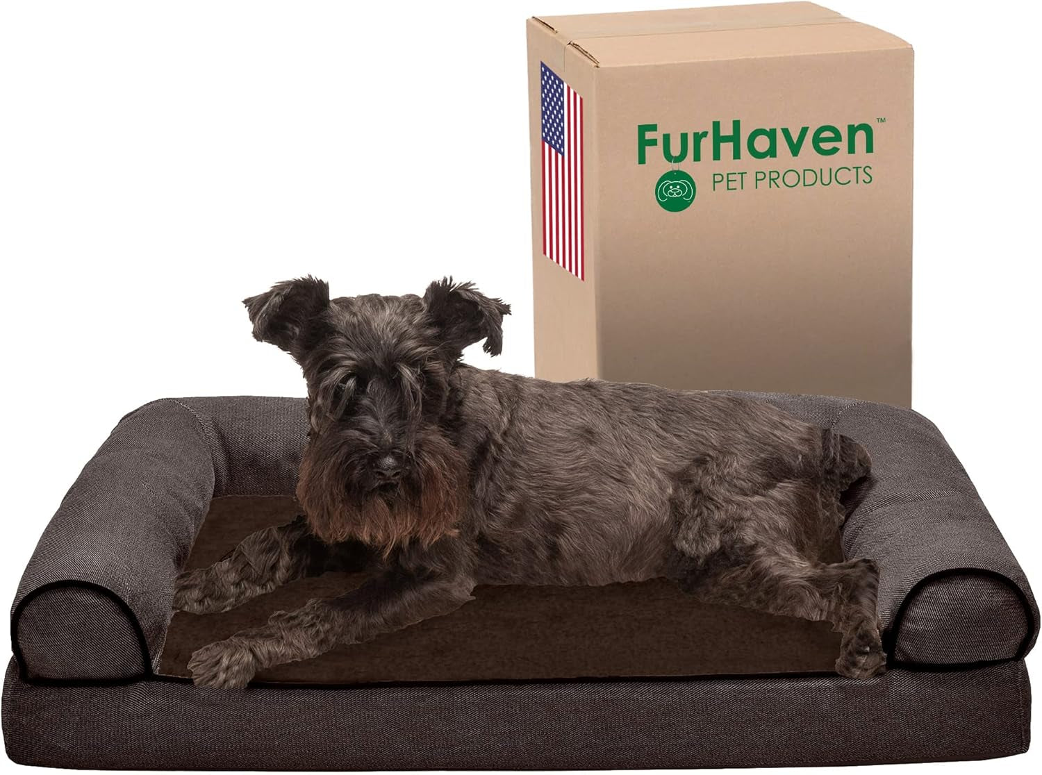 furhaven-memory-foam-dog-bed-for-medium-small-dogs-w-removable-bolsters-washable-cover-for-dogs-up-to-35-lbs-luxe-faux-fur-performance-linen-sofa-woodsmoke-medium