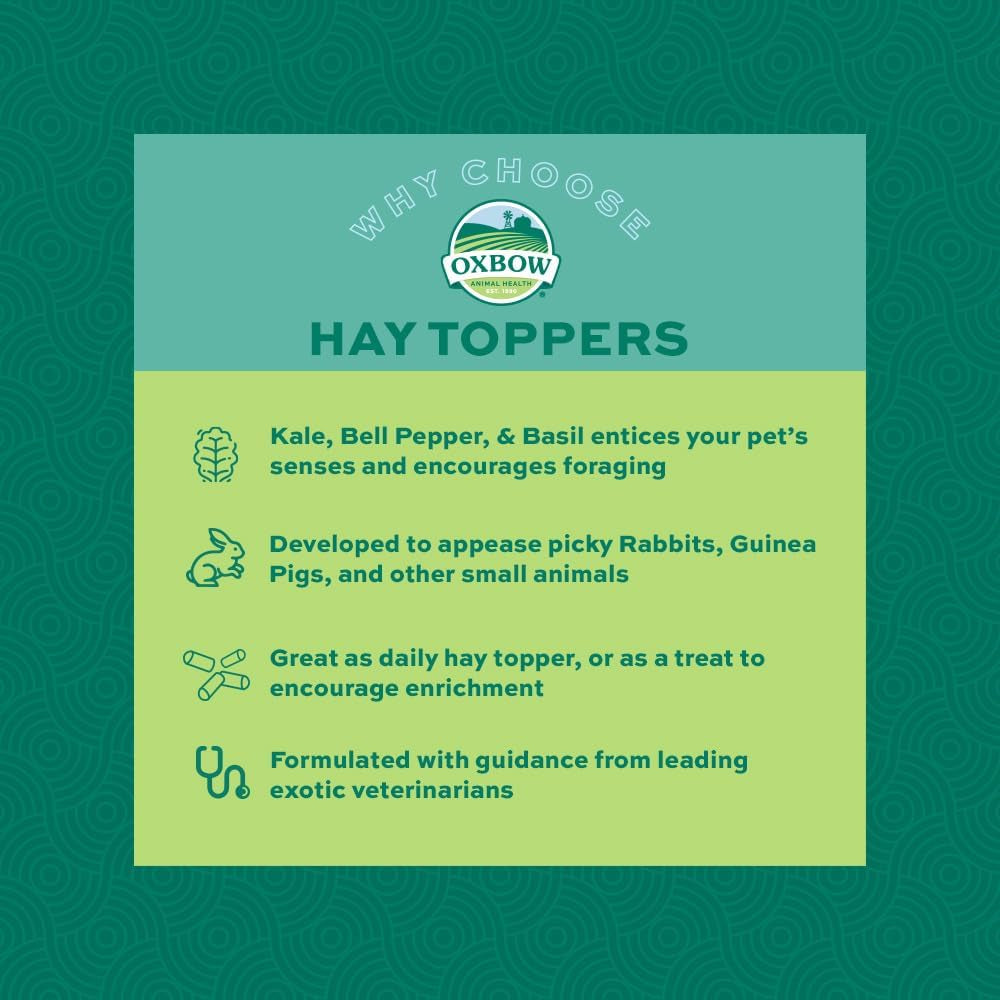 oxbow-hay-topper-rabbit-guinea-pig-treats-hay-mixer-garden-blend-2-oz-foraging-hay-topper-with-kale-bell-pepper-basil-sprinkles-for-rabbits-guinea-pigs-chinchillas-adds-variety-to-hay