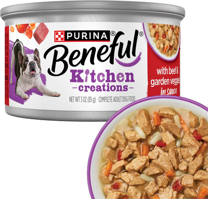 Purina Beneful Kitchen Creations with Beef, Chicken, or Lamb Wet Dog Food Variety Pack - (Pack of 30) 3 Oz. Cans12