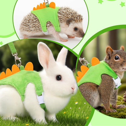 Ferret Harness and Leash Set Small Animals Vest Harness with Safe Bell Dinosaur Shaped Leash Set for Baby Rabbit Guinea Pig Teacup Chihuahua Mouse and Other Small Pet7