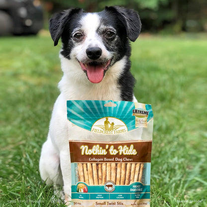 Fieldcrest Farms Nothin' to Hide Twist Stix, Beef Flavor, Easily Digestible, Supports Skin, Coat, Joints & Muscles, for Moderate Chewers under 15Lbs, 50 Pieces5