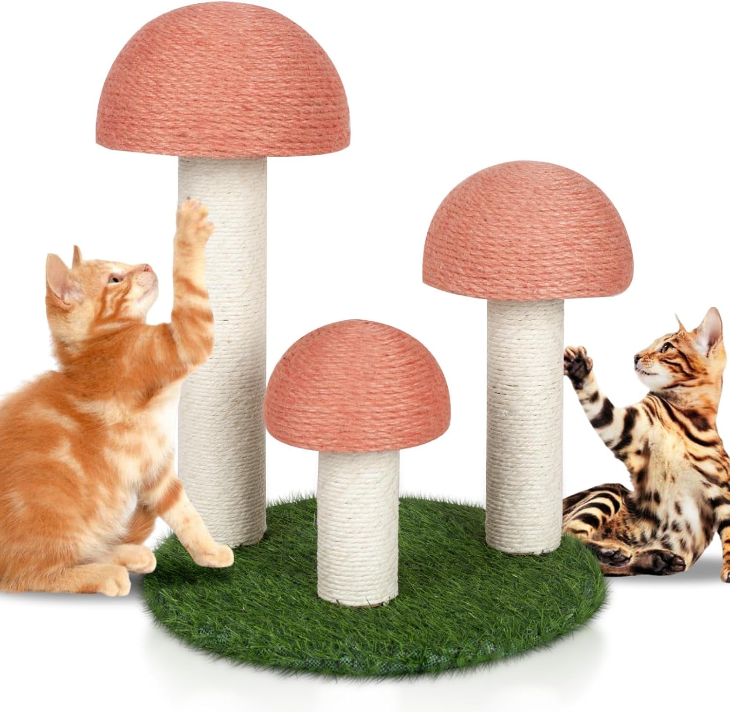 powerking-cat-scratching-post-mushroom-claw-scratching-post-for-cat-natural-sisal-cat-scratchers-with-3-mushroom-pole-cat-interactive-toys