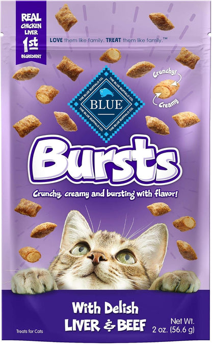 Blue Buffalo Bursts Paw-Lickin' Chicken Crunchy & Creamy Cat Treats, Great for Training, Made with Real Chicken, Natural Cat Treats Enhanced with Vitamins, Minerals & Other Nutrients, 5 Oz.12