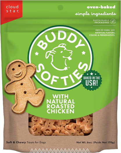 Buddy Biscuits Softies 6 Oz. Bag, Soft & Chewy, Natural Roasted Chicken Flavor Dog Treats, Oven Baked in the USA1