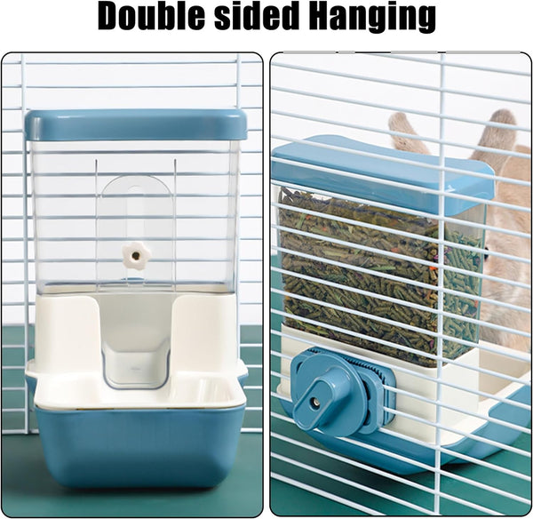 Hanging Automatic Food Dispenser, 27Oz Large Capacity Hanging Pet Cage Feeder for Rabbit Bird Chinchilla Hedgehog Guinea Pig Ferret Kitty Puppy (Gray)4