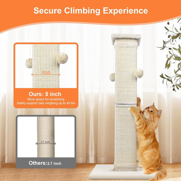 SOCATER Cat Scratching Post 33 Inch Nature Sisal Cat Scratch Post for Indoor Cats, Large Cat Scratcher Protect Your Furniture, for All Breeds6
