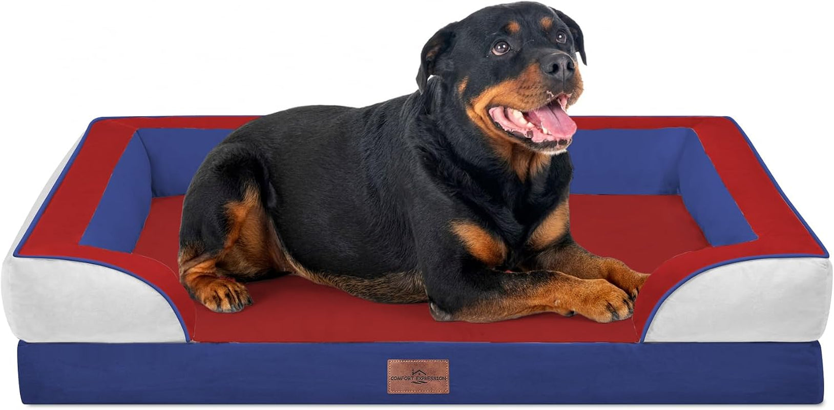 comfort-expression-orthopedic-dog-bed-for-extra-large-dogs-with-bolster-waterproof-dog-couch-bed-with-washable-cover-non-slip-bottom-supportive-egg-crate-foam-xl-pet-bed-42x30-inch