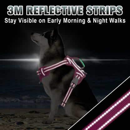 BARKBAY No Pull Dog Harness Large Reflective Dog Harness with Front Clip and Easy Control Handle for Walking Training Running with ID Tag Pocket(Pink,L)7