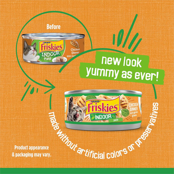 Purina Friskies Indoor Cat Food Pate Chicken Dinner with Garden Greens - (Pack of 24) 5.5 Oz. Cans2