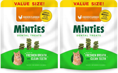 Minties Dental Treats for Cats, Salmon Flavored Treats for Cats, Freshens Breath and Controls Tartar, 2.5Oz10