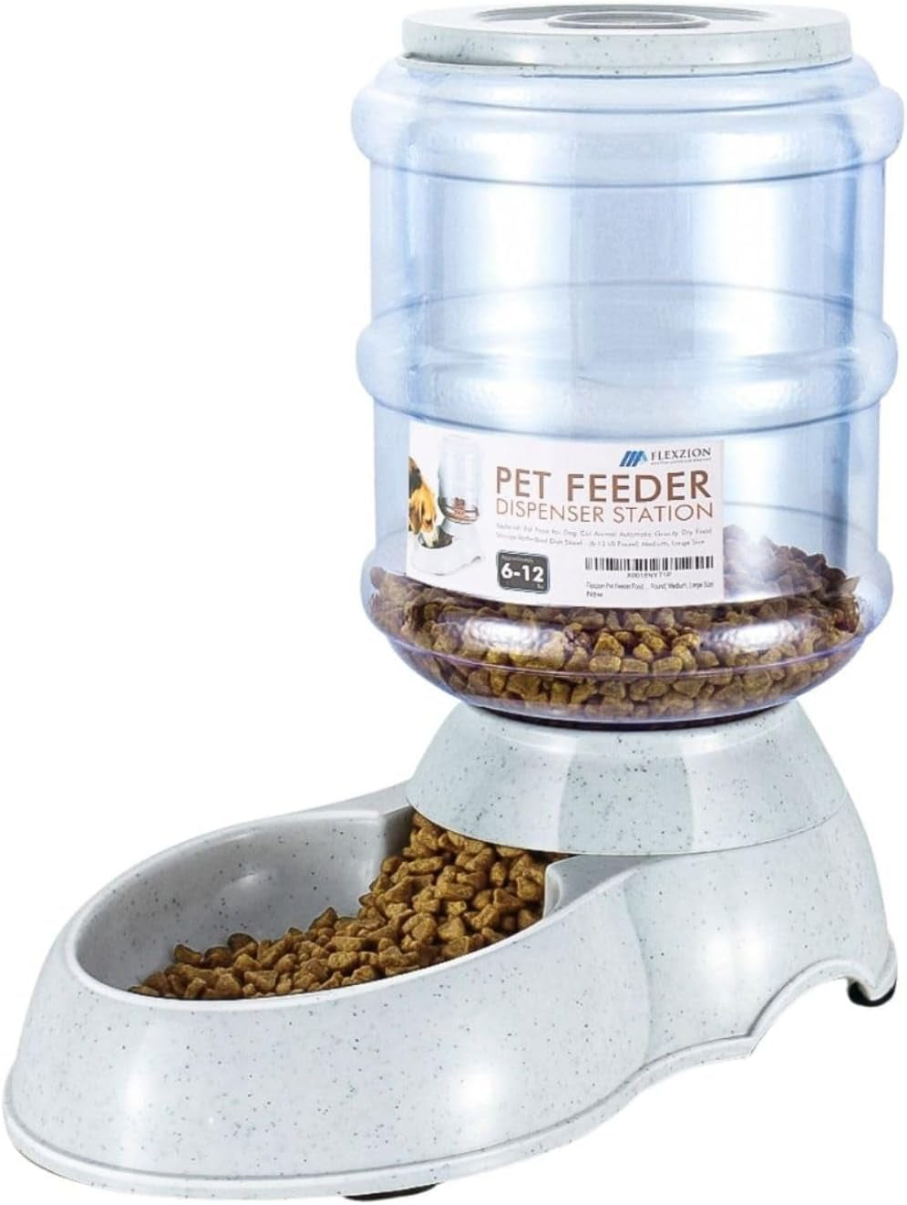 flexzion-gravity-pet-feeder-dog-and-cat-food-dispenser-1-gallon-capacity-self-replenishing-dry-food-station-with-non-skid-feet-and-a-carry-handle-holds-approximately-4-6-lb-of-kibble