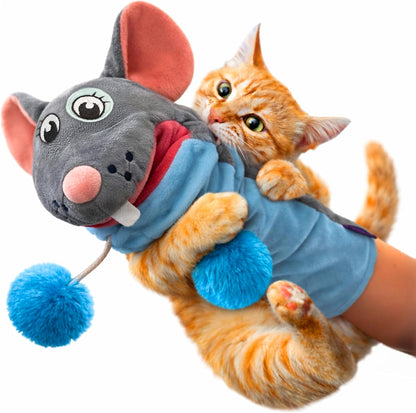 Pounce & Purr Meow Mitt Wearable Cat Wrestling Glove Puppet - Mouse | Catnip & Silvervine Plush Hand Puppet, Crinkle Sounds & Wiggling Arms - Dual-Layer Interactive Toy, Indoor Cats & Kitten1