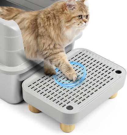 Cat Litter Box Ramp, Litter Box Step Mat with Filter Function Cat Stair for Litter Box, Easy to Clean, 11.8''X 8.2''X 2'' Cats Pedal Step Stool Ideal for Kitten & Elderly Cats (Light Grey)12