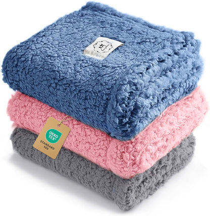 1 Pack 3 Calming Blankets Fluffy Premium Fleece Pet Blanket Soft Sherpa Throw for Dog Puppy Cat Beige Small (23" X16'')10