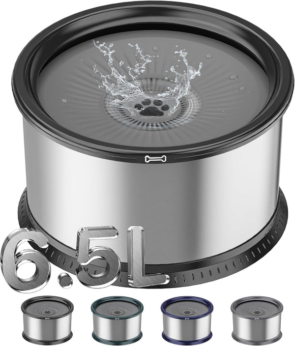1.6 Gallon Dog Water Bowl, 6.5L/220Oz Stainless Steel No Spill Water Bowl for Large Dogs, Super Large Capacity Splash Proof Pet Slow Drinking Water Bowl with Anti-Slip Mat for Mess Drinkers10