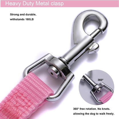 6 FT Puppy Leashes, Strong Traditional Style Leash with Easy to Use Collar Hook,Dog Lead Great for Small and Medium and Large Dog (Pink, 5/8 in X 6 Ft)3