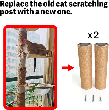 Replacement Cat Scratching Sisal Post Length 17.72In（45Cm） Cat Tree Cat Scratching Post Extension Post with M10 Screw Replacement Cat Scratching Post Part (17,72 * 2)3