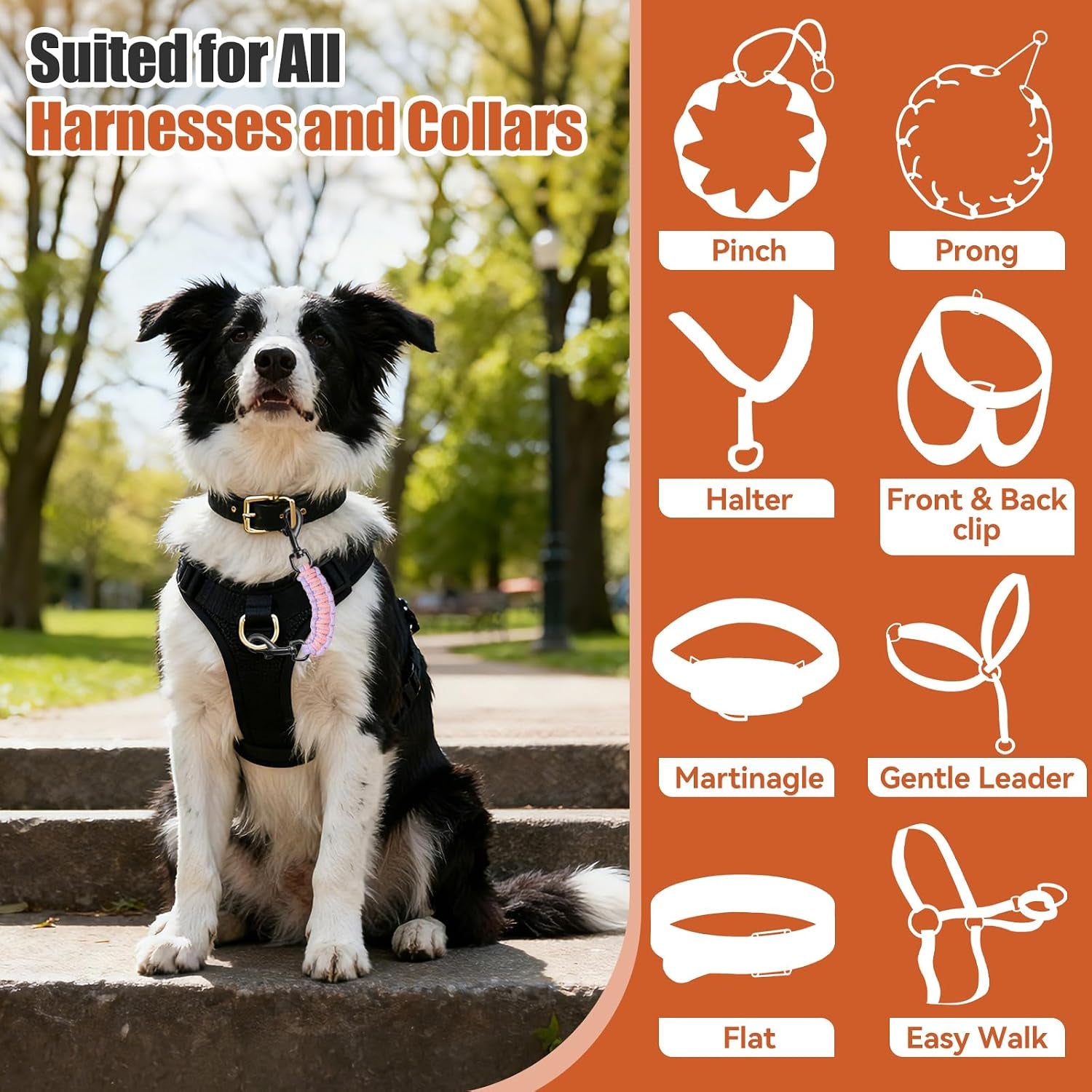 dog-collar-safety-clip-with-dual-clasps-handmade-backup-safety-strap-for-dog-harness-collars-and-no-pull-harness-connectors-pink-light-purple