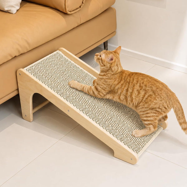 PETKARAY Sisal Cat Scratcher Ramp, L Shaped Scratching Post and Scratch Pad for Indoor Cats, Couch Furniture Protector, Chevron1