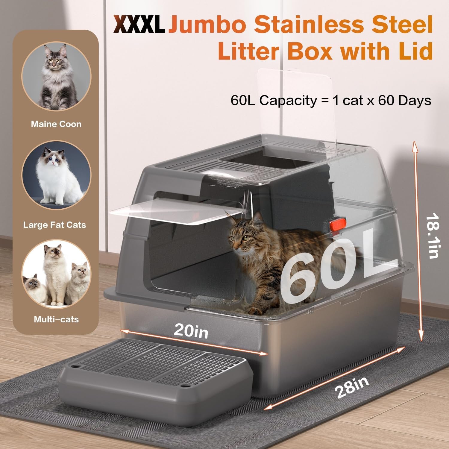 xxxl-stainless-steel-litter-box-with-lid-extra-large-28-lx20-dx18-1-h-litter-box-for-big-cats-enclosed-jumbo-metal-litter-boxes-with-removable-cover-footboard-anti-leakage-odorless