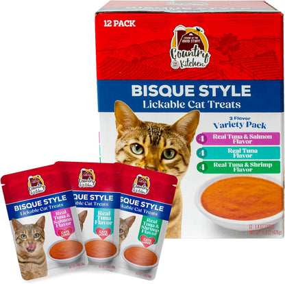 Country Kitchen Stew Style Lickable Cat Treats, 2 Flavor Variety Pack, Includes Tuna & Whitefish and Chicken & Tuna Made with Real Meat, 5 Oz. Tubes, 12 Count9