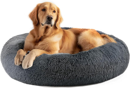 Hoewina Dog & Cat Bed for Indoor Cats, 20In Calming Donut Bed for Puppy and Kitten, Washable round Fluffy Pet Bed for Small Medium Dogs and Cats (Light Grey)29