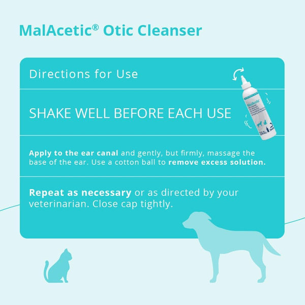 Malacetic Otic Cleanser for Dogs and Cats, 8 Fl Oz | Cleansing, Drying; 2% Boric Acid; 2% Acetic Acid; Packaging May Vary4