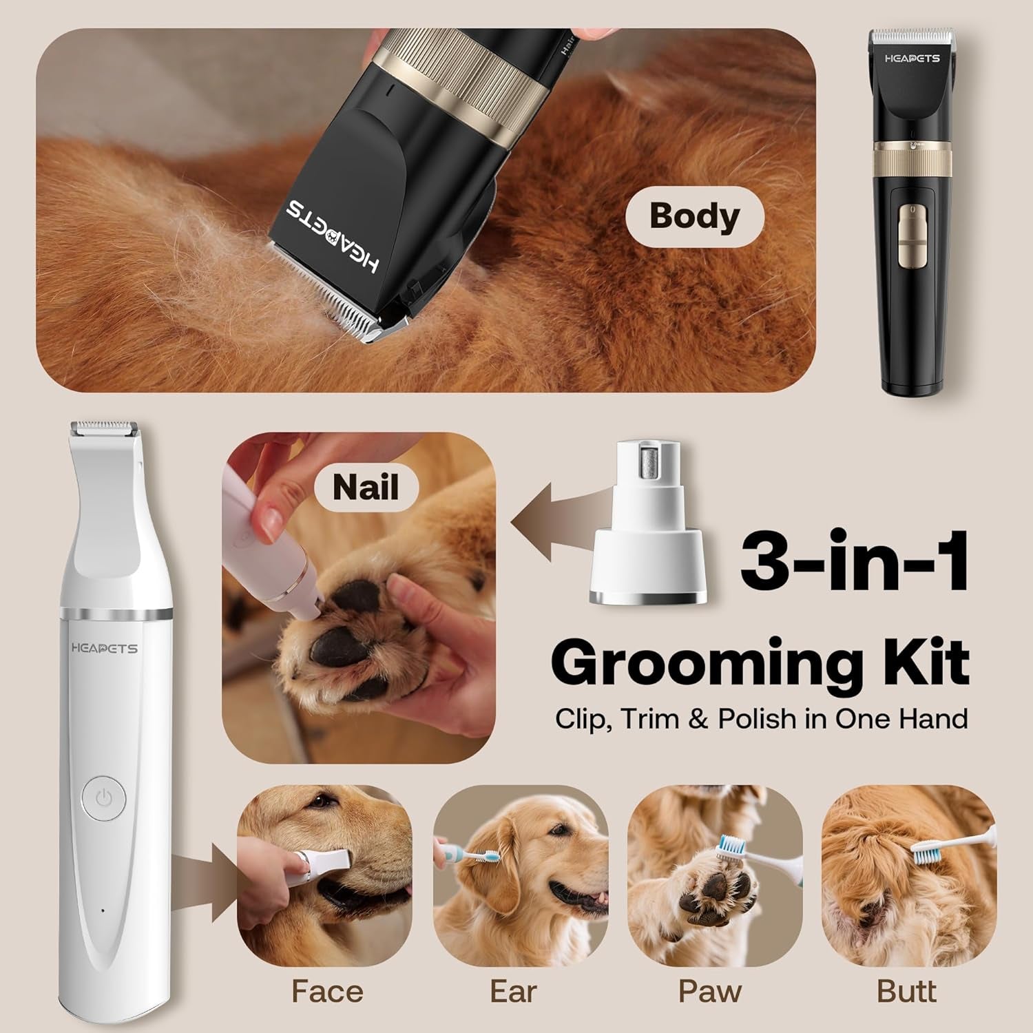 heapets-dog-hair-clippers-for-grooming-kit-and-dog-paw-trimmer-nail-grinder-for-grooming-low-noise-rechargeable-cordless-shaver-grooming-supplies-for-pet-cats-dogs-black-white