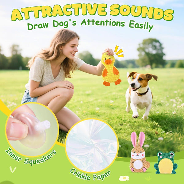 XIUGOAL Dog Toys to Keep Them Busy, 3 Pack No Stuffing Interactive Dog Toys with Crinkle, Squeaky Puppy Chew Toys for Small, Medium Breeds5