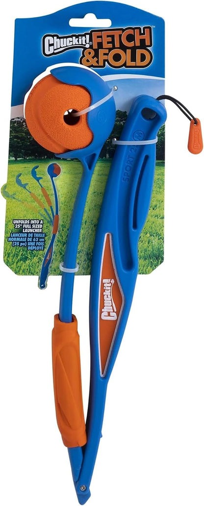 Chuckit! Fetch & Fold Mini 18M Dog Ball Launcher - 18" Long Handle Compatible with Medium 2.5" Ball (Included), for Medium Pets 20 to 60 Lbs6