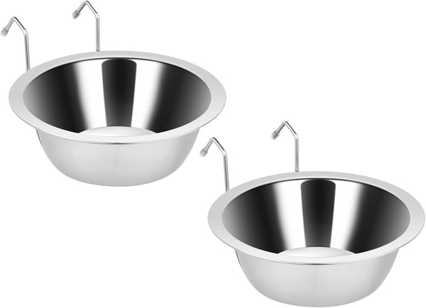 Fri4Free 2PCS 8Oz Stainless Steel Hanging Kennel Water Bowls | Easy to Use, No Spill, Fits Small Crate Kennel Cage Catio, for Dogs Puppies Cats Small Pet, Food & Water Feeding Holder8