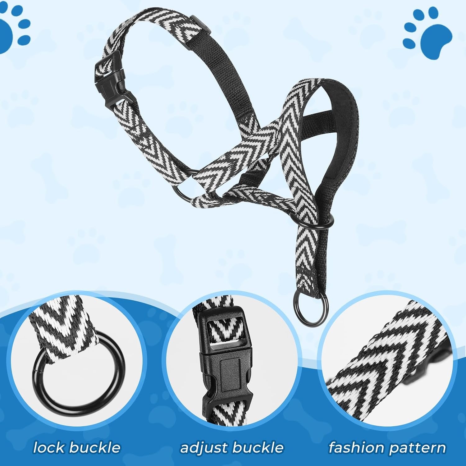 gentle-dog-head-collar-soft-nylon-no-pull-padded-halter-with-fashion-stripes-breathable-nose-leash-for-dogs-anti-pulling-barkingm