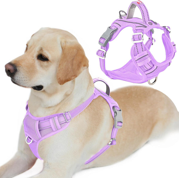 BARKBAY Dog Harness No Pull with ID Tag Pocket - Heavy Duty, Reflective, Easy Control for Large Dogs(Blue,L)58