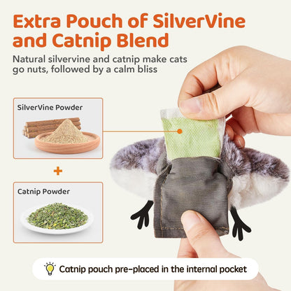 Potaroma Cat Toys Flapping Bird (No Flying), Lifelike Sandpiper Chirp Tweet, Rechargeable Touch Activated Kitten Toy Interactive Cat Exercise Toys for All Breeds Cat Kicker Catnip Toys 4.0" | Lifelike Sandpiper Chirp, Touch Activated, Rechargeable Kitten Kitty Exercise Catnip Kicker for All Breeds 4.0 Inches7